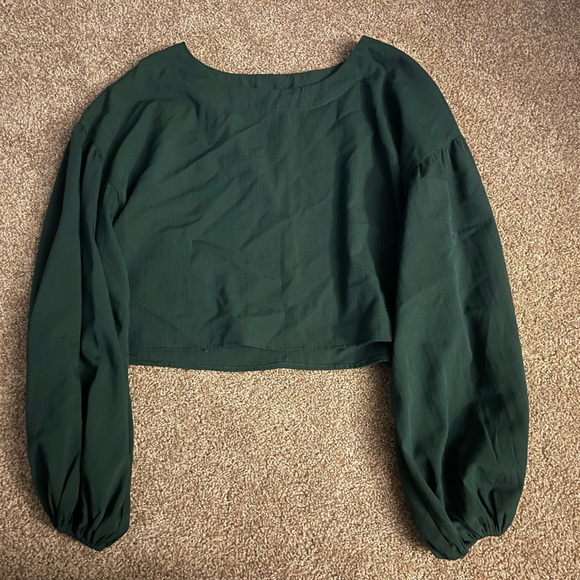 Blu Pepper - Green cropped top with loose sleeves - Picture 2 of 5